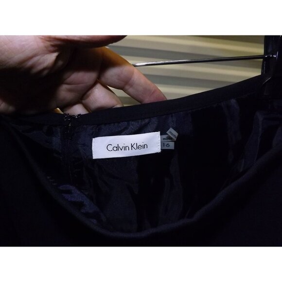 Calvin Klein Size 16 Skirt 24" Long Spandex Rayon Polyester Blend Black Drk Blue - Picture 4 of 13
